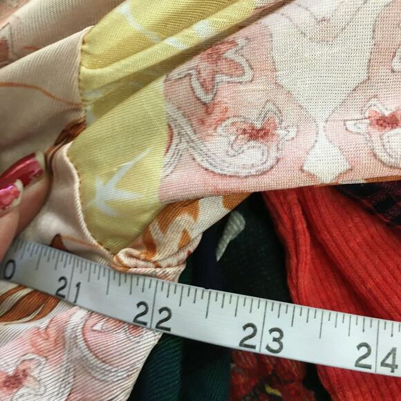 Zara Shirt Womens Sz L Pink Beige Floral Knit Turtleneck Blouson Tunic Top Boho - Picture 9 of 10